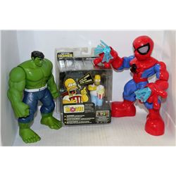 FLAT OF ASSORTED TOYS, HOMER, HULK & SPIDERMAN