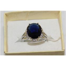 .925 SILVER LAB BLUE SAPPHIRE RING SIZE:8