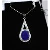 Image 1 : .925 SILVER LAB BLUE SAPPHIRE PENDANT NECKLACE