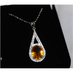 .925 SILVER LAB CITRINE PENDANT NECKLACE