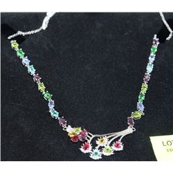 .925 SILVER MULTI-COLOURED GEMSTONE NECKLACE