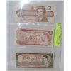 Image 1 : LOT OF 3-TWO DOLLAR BANKNOTES DATED 1954,1974 & 1986