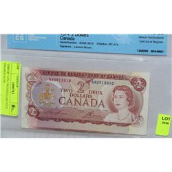 "ERROR" 1974 TWO DOLLAR CCCS GRADED AU50 -