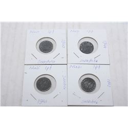 4 NAZI 1-PFENNIG COINS INCLUDES