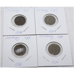 4 GERMANY 5 PFENIG COINS INCLUDES