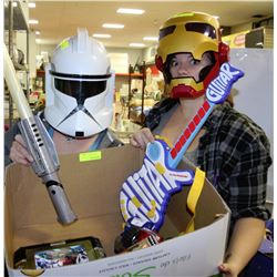 TWO TALKING SPACE HELMETS INCLUDING STORM TROOPER,IRONMAN AND