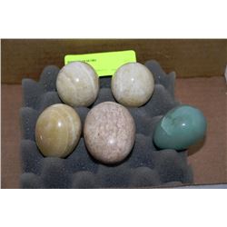 5 VARIOUS EGG SHAPED STONE