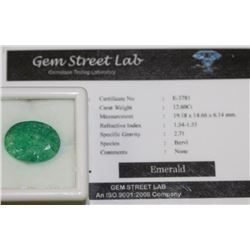 12.60CT EMERALD GEMSTONE WITH COA