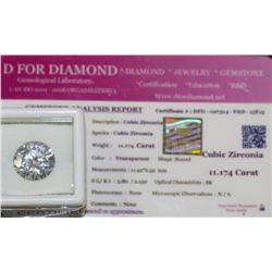 11.174 T CUBIC ZIRCONIA GEMSTONE WITH COA
