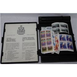 CASE WITH CANADIAN CORNER BLOCK STAMP COLLECTION