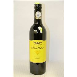 BOTTLE OF YELLOW LABEL MERLOT