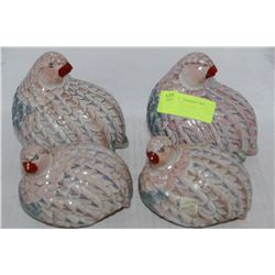 SET OF FOUR GROUSE ORNAMENTS