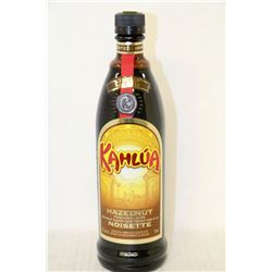 BOTTLE OF KAHLUA HAZLENUT FLAVOURED LIQUER