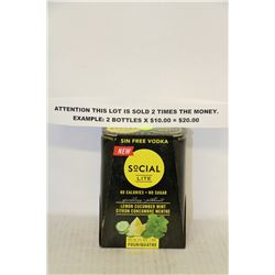 CASE OF SOCIAL LIGHT LEMON CUCUMBER MINT VODKA X2