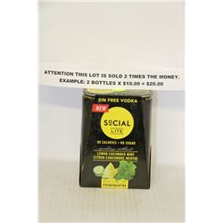 CASE OF SOCIAL LIGHT LEMON CUCUMBER MINT VODKA X2