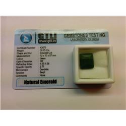 8.75CT GEM QUALITY NATURAL EMERALD WITH COA