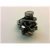 Image 1 : STEEL GOTH SKULL RING WEARING A TOPHAT