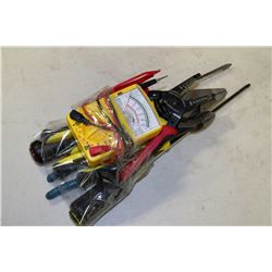 SCREWDRIVERS,PLIERS,WIRE CUTTERS,MULTIMETER