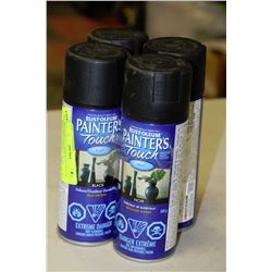 BRAND NEW 4 CANS BLACK RUST-OLEUM PAINTERS TOUCH