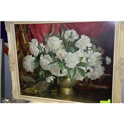 THE BRASS VASE PICTURE WITH WHITE CARNATIONS