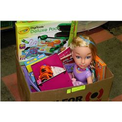LITTLE GIRLS BOX WITH TEA PARTY SET, TALKING