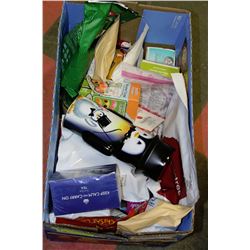 BOX OF ASSORTED FOODS,SNACKS,CANDIES,GIFTWARE
