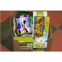 BOX OF ASSORTED FOODS,SNACKS,CANDIES,GIFTWARE