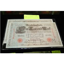 1910 GERMAN RED SEAL 1,000 MARK BANKNOTES X2