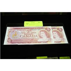 UNCIRCULATED 1974 $2 NOTES CONSECUTIVE S/N X2