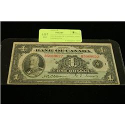 SCARCE 1935 BANK OF CANADA ONE DOLLAR BANKNOTE
