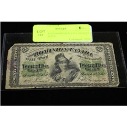 SCARCE 1870 DOMINION OF CANADA 25 CENT NOTE