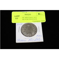 SCARCE LOW MINTAGE 1931 GEORGE V SILVER 50 CENTS