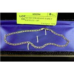 ITALY .925 SILVER HEAVY FANCY LINK BRACELET - 10"