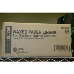 TWO CASES OF WAX PAPERLINERS FOR SANITARY NAPKIN D