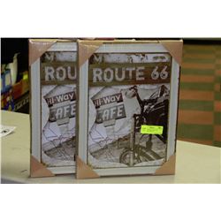 ROUTE 66 HI-WAY CAFE TIN FRAMED PICTURE X2