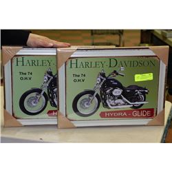 HARLEY DAVIDSON HYDRA-GLIDE TIN FRAMED PICTURE X2