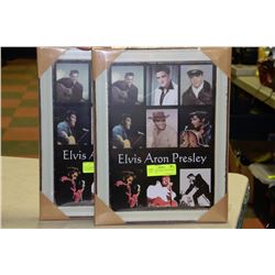 ELVIS ARON PRESLEY TIN FRAMED PICTURE X2