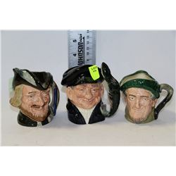 3 ROYAL DOULTON MINI TOBY MUGS