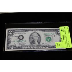 2003 US "GREEN SEAL" TWO DOLLAR BANKNOTE