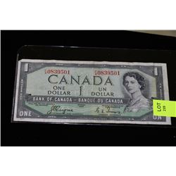 1954 CANADIAN "DEVILS FACE" ONE DOLLAR BANKNOTE