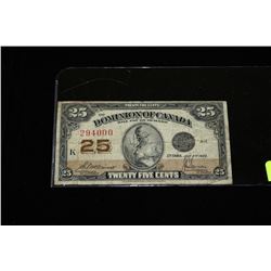 1923 CANADIAN 25 CENT SHINPLASTER