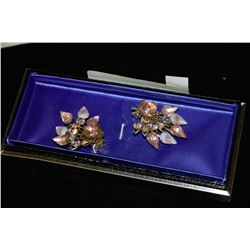 ESTATE VINTAGE CLIP ON EARRINGS WITH TRANSLUCENT STONES