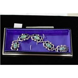 ESTATE BRACELET WITH GREEN & WHITE STONES