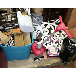 PALLET OF MISCELLANEOUS HOUSEHOLD AND RIDING