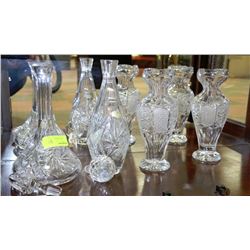 PAIR OF CRYSTAL VASES SOLD WITH 2 DECANTERS
