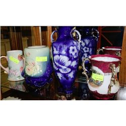 ESTATE ASSORTMENT OF 4 HAND PAINTED VASES
