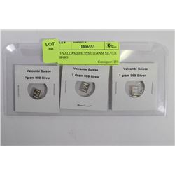 3 VALCAMBI SUISSE 1GRAM SILVER BARS