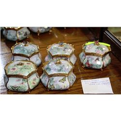 COLLECTION OF 5 LINA LUI'S HANDPAINTED MUSIC BOXES