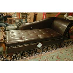 NEW BROWN LEATHERETTE STORAGE CHAISE LOUNGE CHAIR