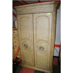 SOLID WOOD ARMOIRE WITH 5 DRAWERS & BUILT IN POWER